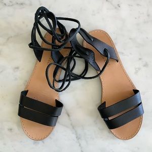 Madewell Boardwalk Ankle Tie Sandal in Black, 6